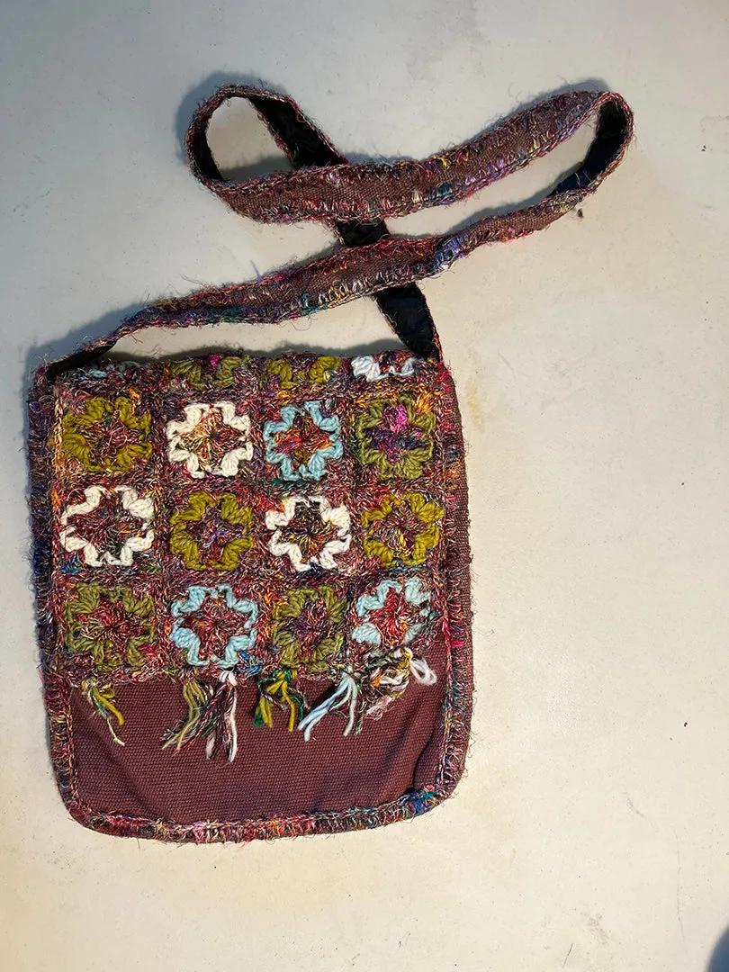 12" X 13" Boho  Bag Cross Crochet  Artist Bag WHOLESALE