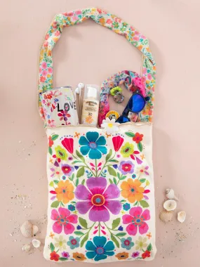 2-in-1 Towel & Tote - Cream Folk Flower