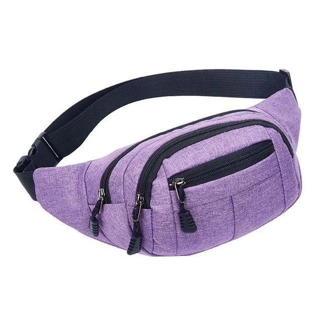 3 pocket Unisex Casual Travel Bum Bag Fanny Waist Pack Zipped Outdoor Sports Shoulder Bag Cellphone Chest Hip Pack