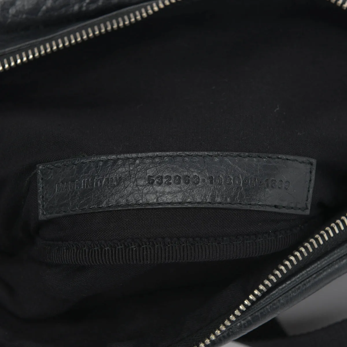 Balenciaga Black Distressed Calfskin Europa Belt Bag