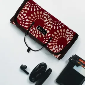 Batik Roll-Up Travel Pouch - Crimson Lunar