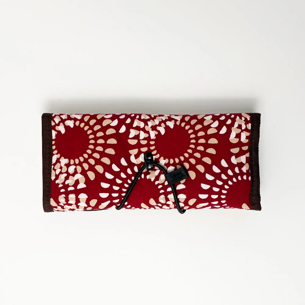 Batik Roll-Up Travel Pouch - Crimson Lunar