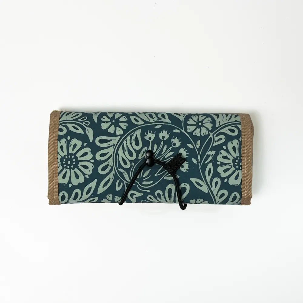 Batik Roll-Up Travel Pouch - Teal Ukir