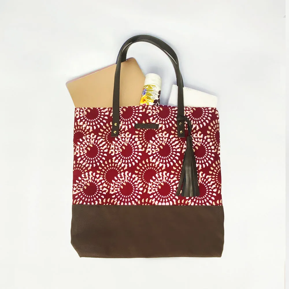 Batik Tote Bag (Canvas base) - Crimson Lunar