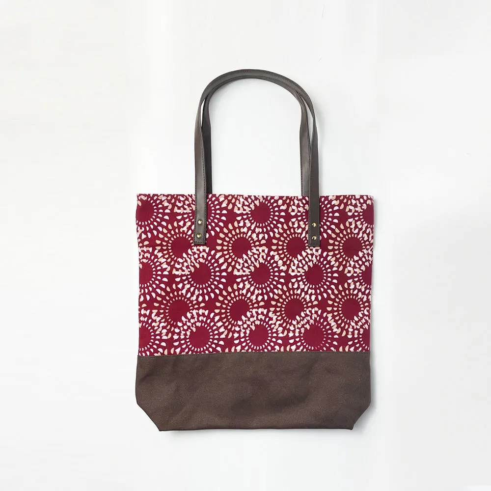 Batik Tote Bag (Canvas base) - Crimson Lunar