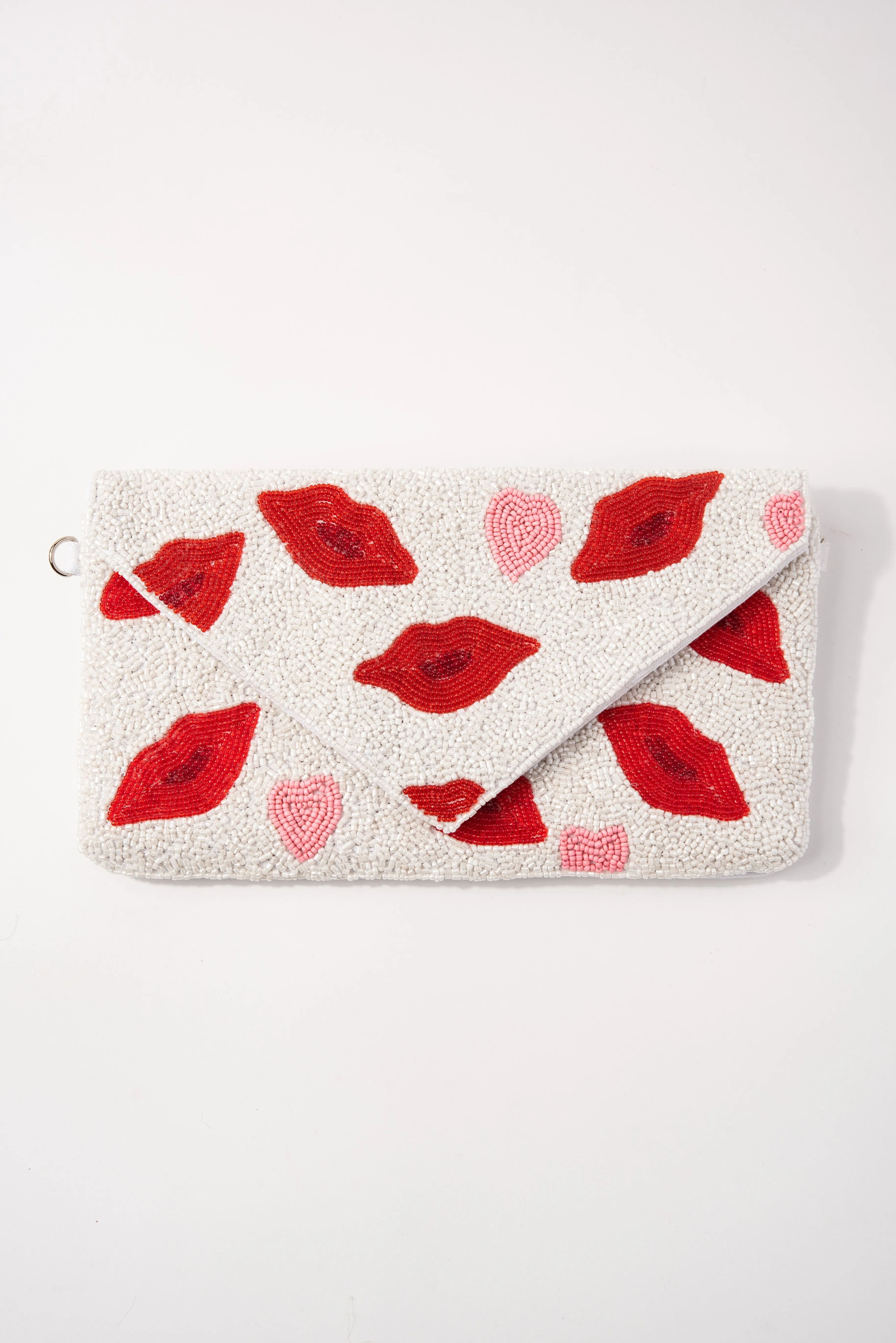 Beaded Lips Envelope Clutch