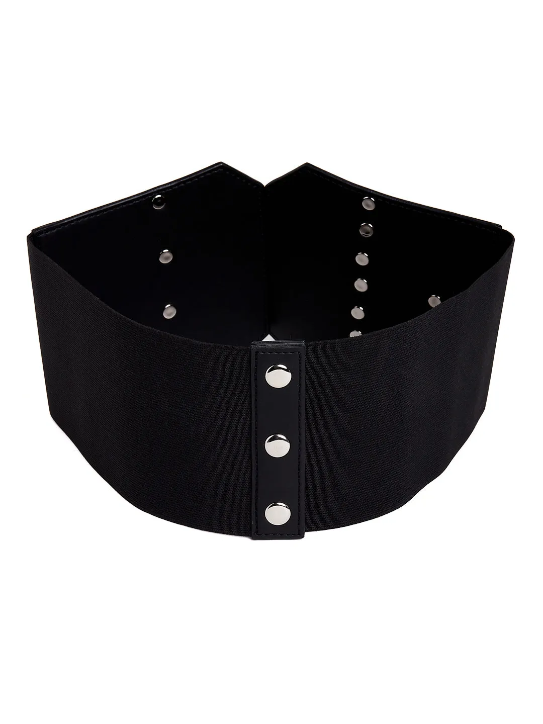 Berrylush Women Black Button Synthetic Leather Embellished Tyrant Belt