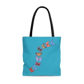 Butterflies in Flight Large "Aqua" Tote Bag (Dual-Sided Design)