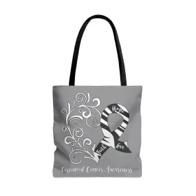 Carcinoid Cancer Awareness Heart Large "Grey" Tote Bag