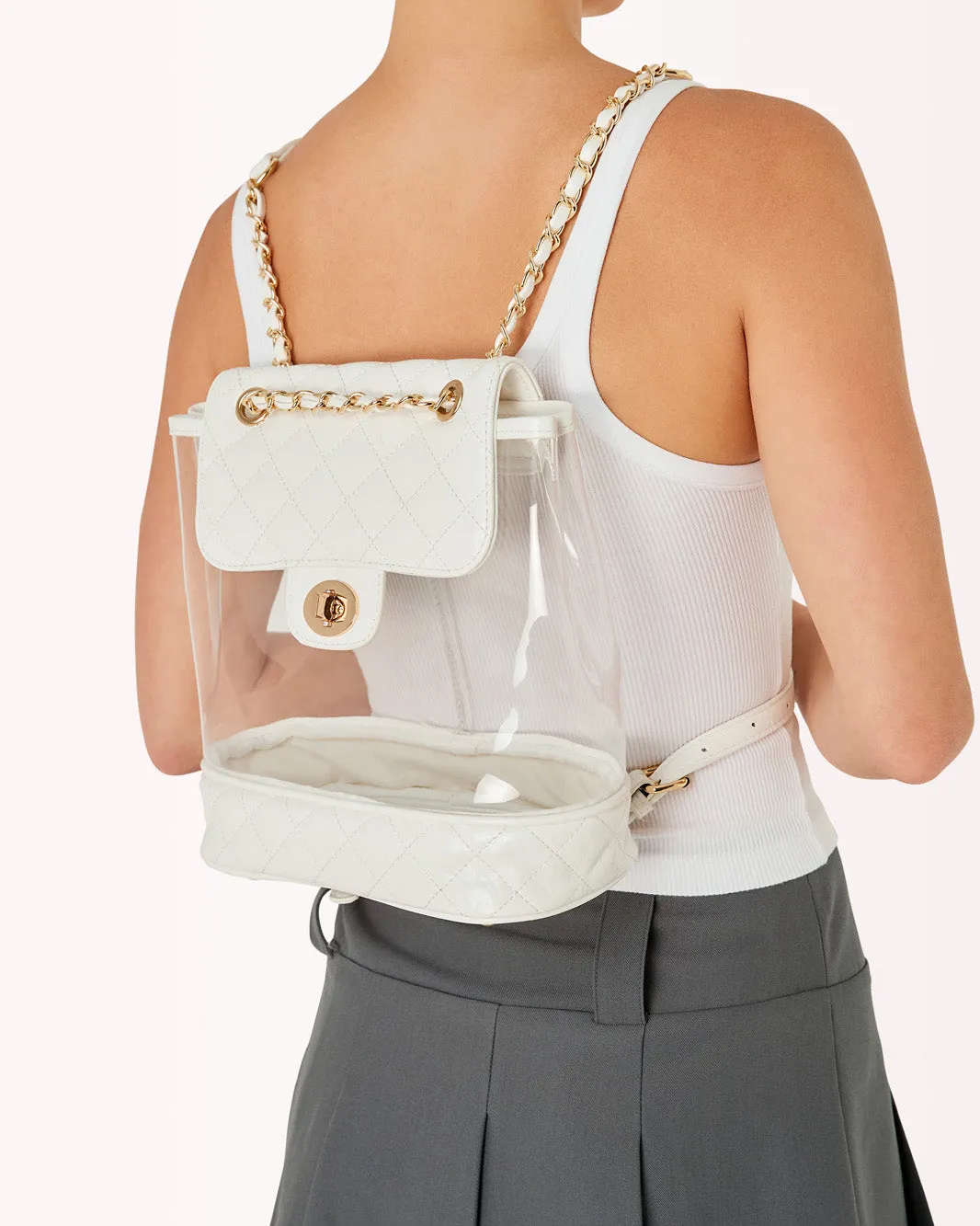 CASSIE BACKPACK - WHITE-CLEAR