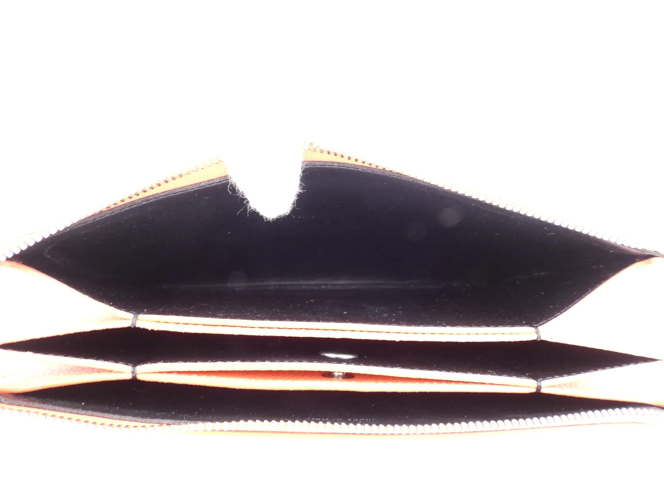 Celine Orange Pebble Grained Leather Trio Cosmetic Pouch