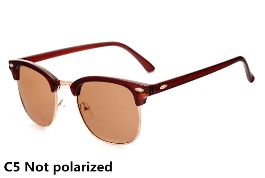 Classic Polarized Brand Designer Sunglasses Men Women Retro  High Quality Sun Glasses Rivet Female Male Fashion Mirror Sunglass