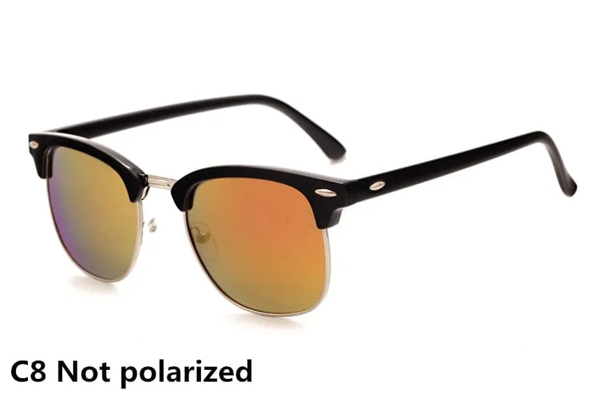 Classic Polarized Brand Designer Sunglasses Men Women Retro  High Quality Sun Glasses Rivet Female Male Fashion Mirror Sunglass