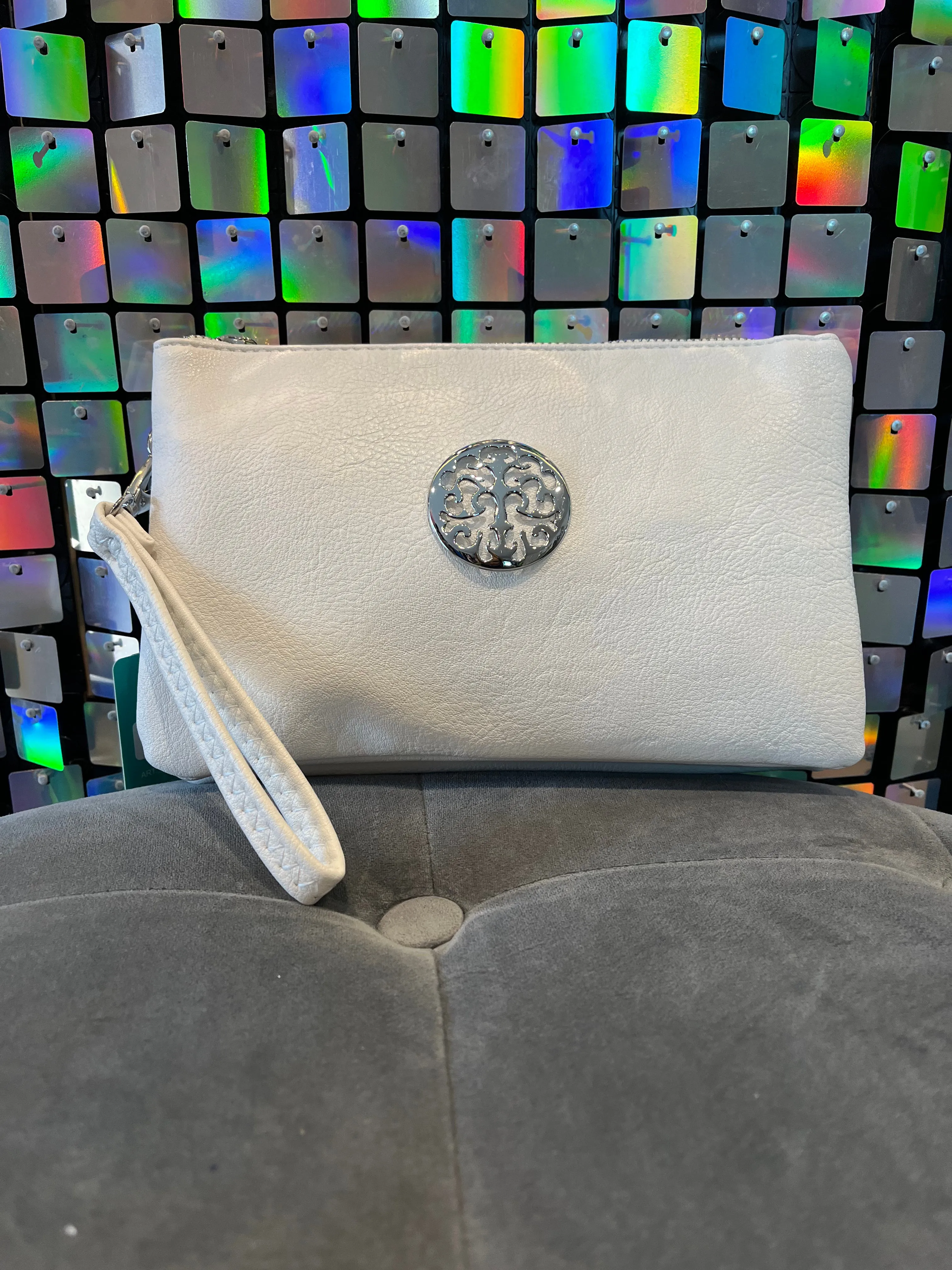 Clutch bag with cross body strap