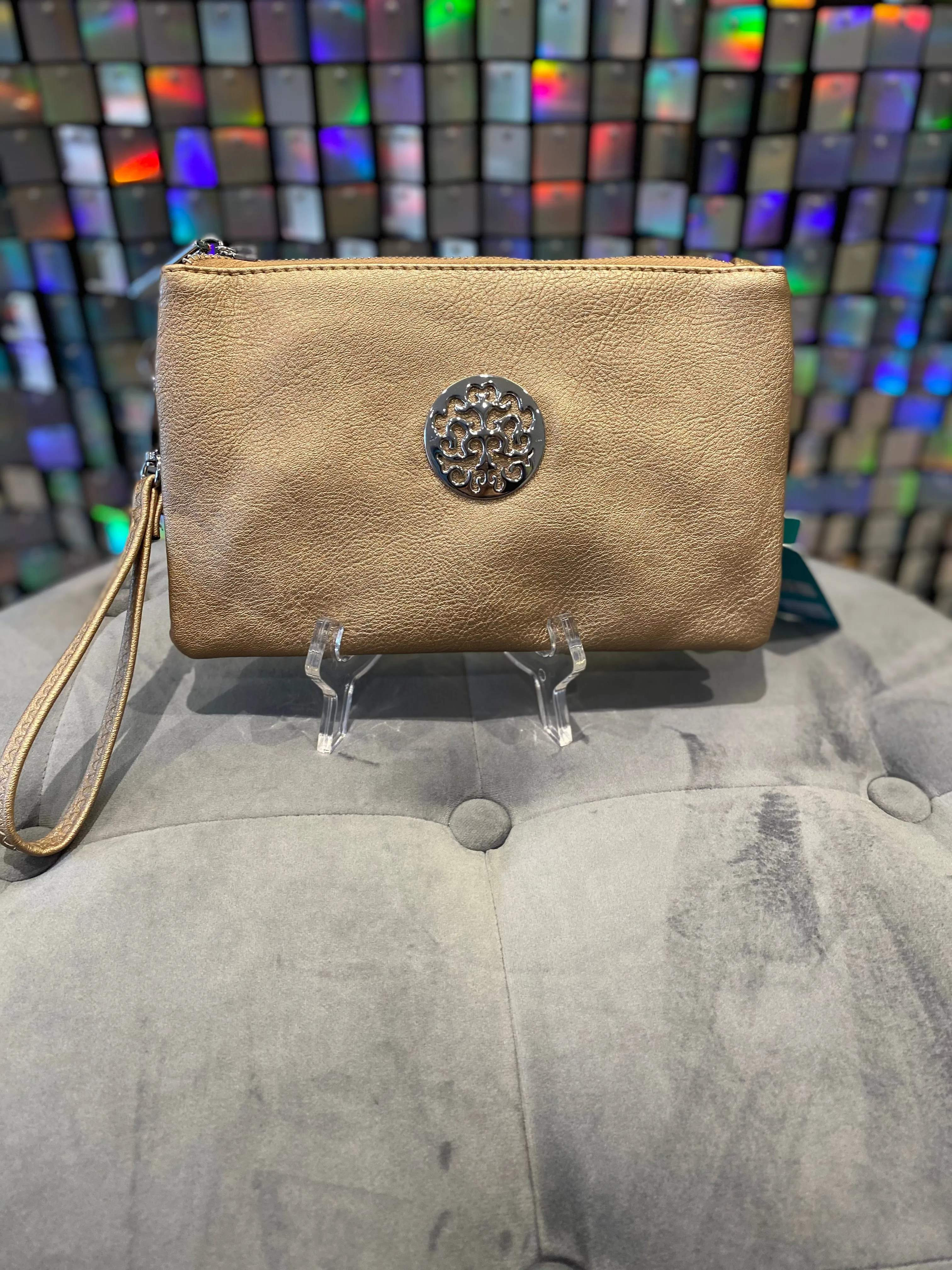 Clutch bag with cross body strap