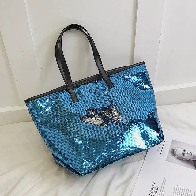 Colorful Sequin Beach Handbag Simple Shoulder bag Hot Sale Crystal Tote Female High capacity Shopping Bag Women Bags Designer