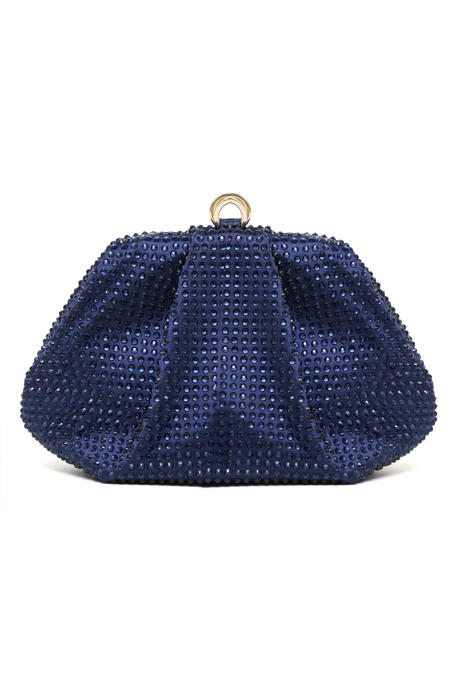 CRYSTAL RUCHED EVENING CLUTCH-BLUE