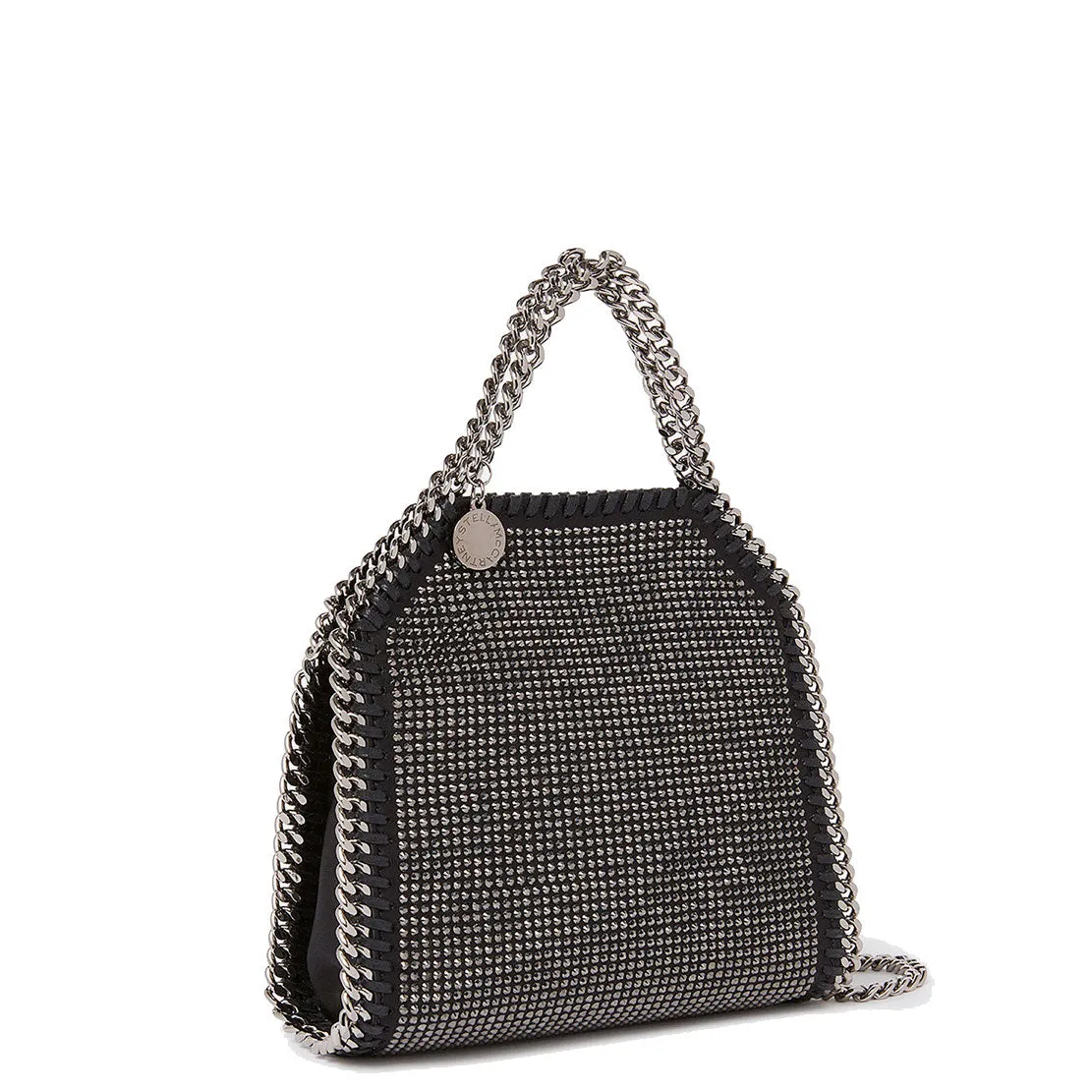 Falabella Tiny Tote Bag, Crystal Hotfix, Black/Hematite