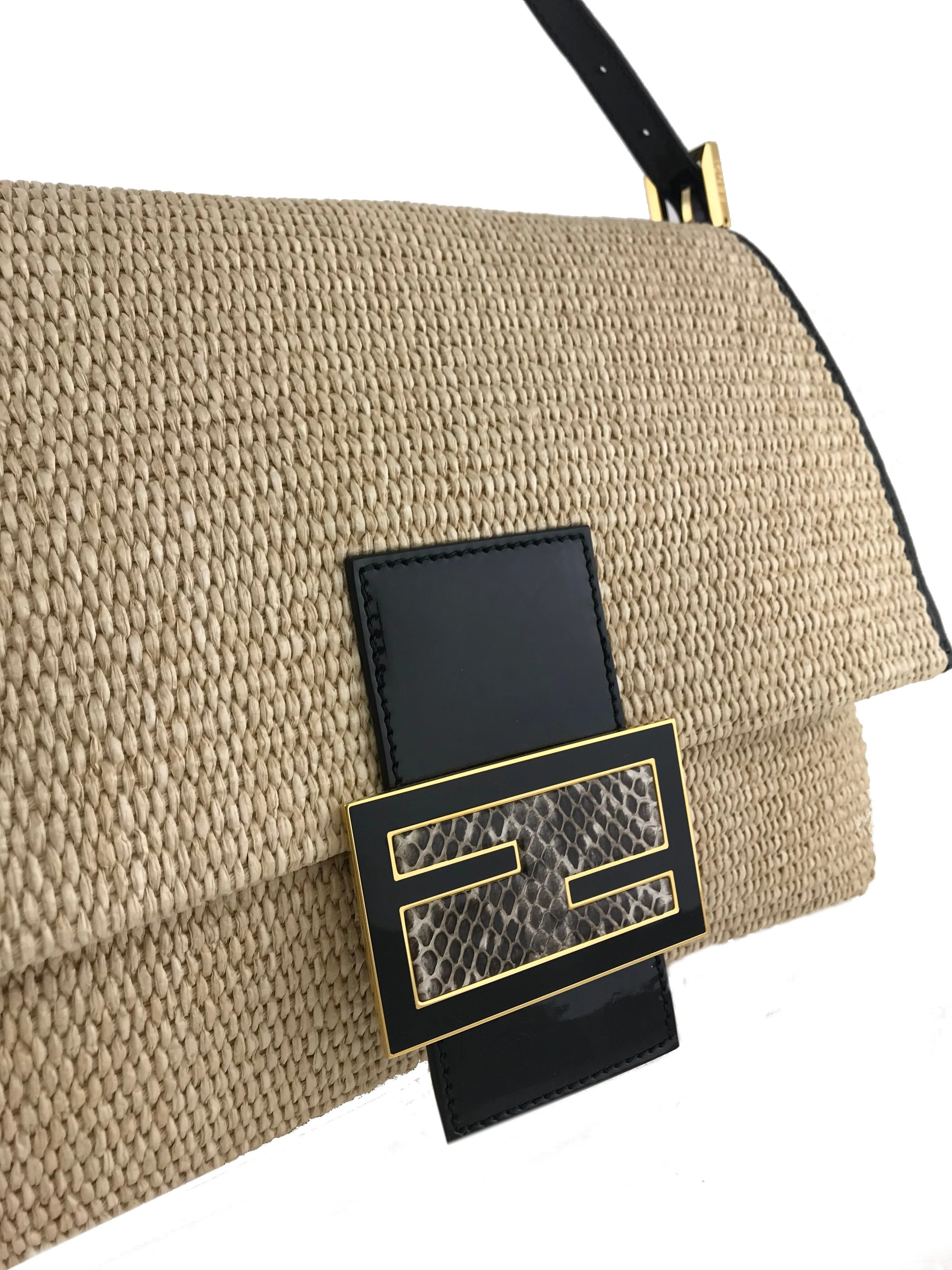 Fendi Big Mama Straw Flap Bag