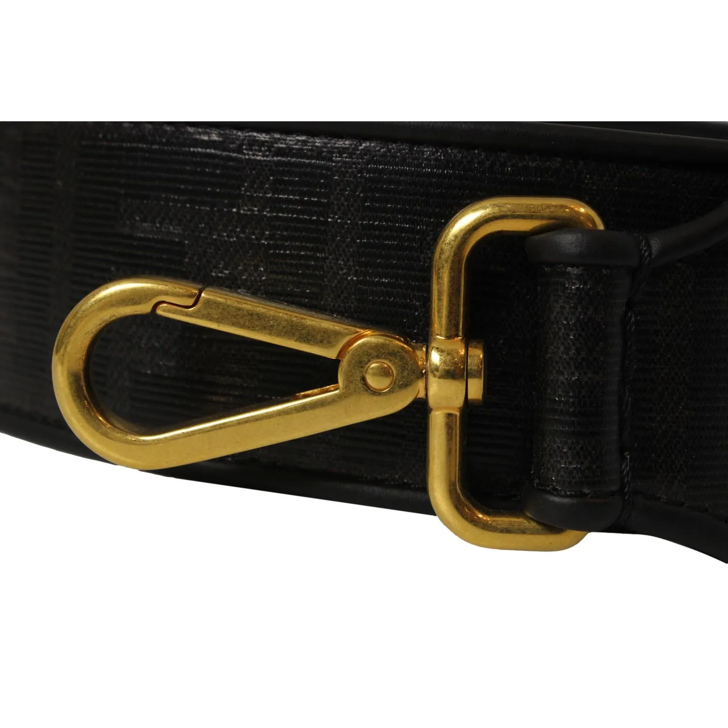 Fendi Strap You Black Glazed Fabric FF Zucca Shoulder Strap