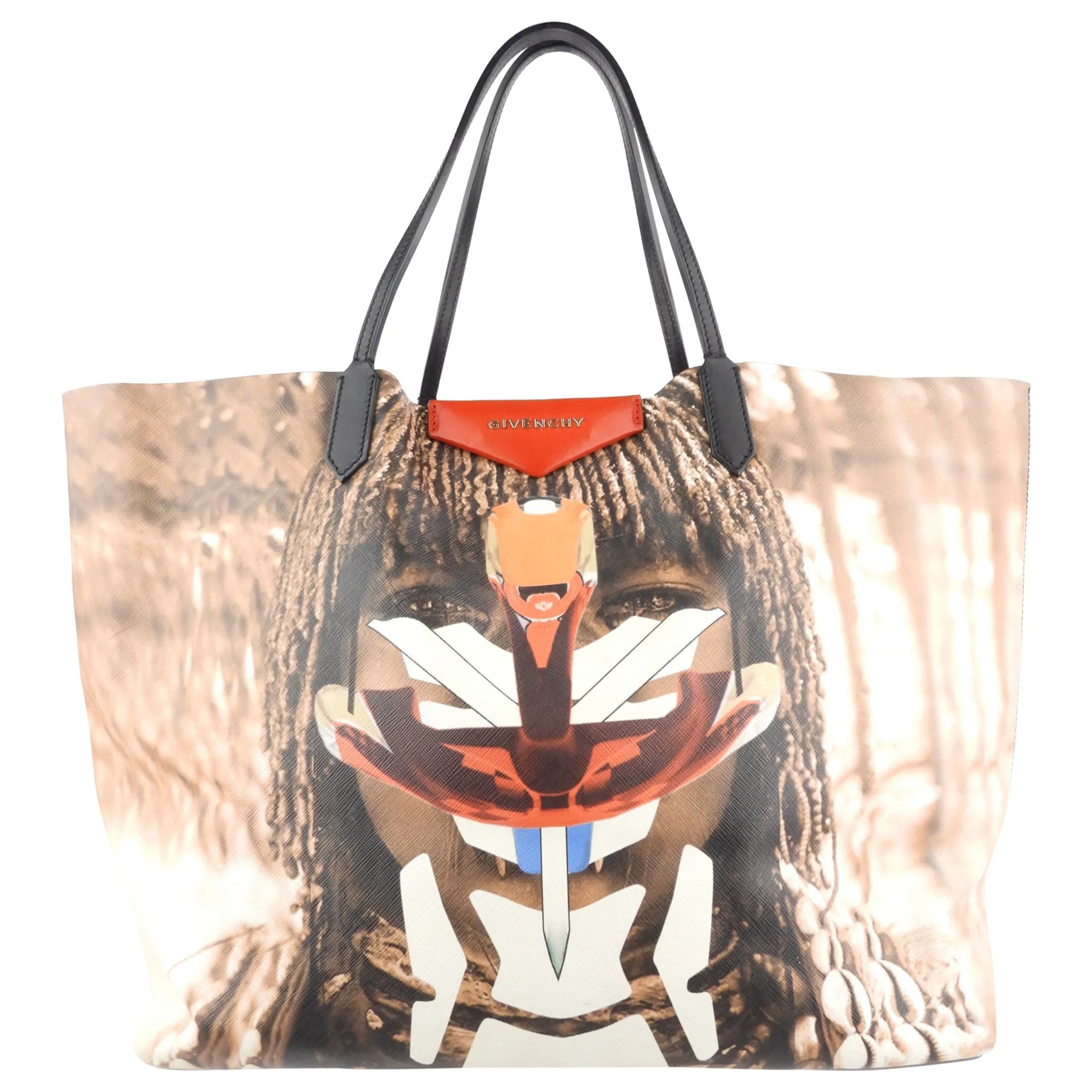 Givenchy Robot Himba Print Coated Canvas Antigona Shopping Tote with Pouch