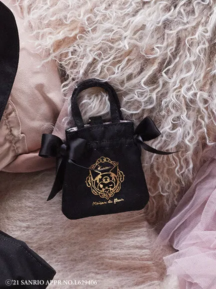 Kuromi x Maison de FLEUR Ribbon tote bag (Gingham Inner)