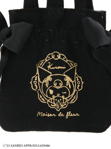 Kuromi x Maison de FLEUR Ribbon tote bag (Gingham Inner)