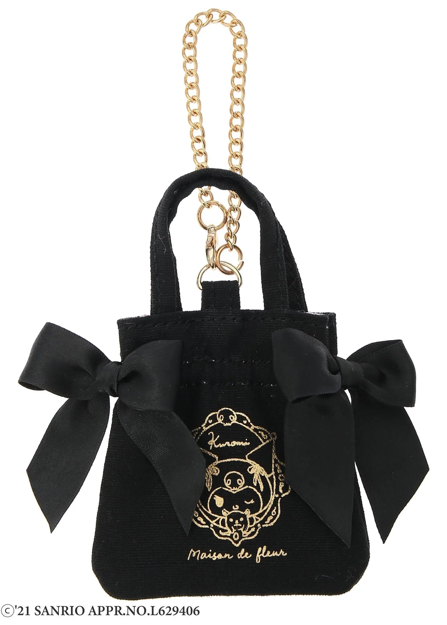 Kuromi x Maison de FLEUR Ribbon tote bag (Gingham Inner)