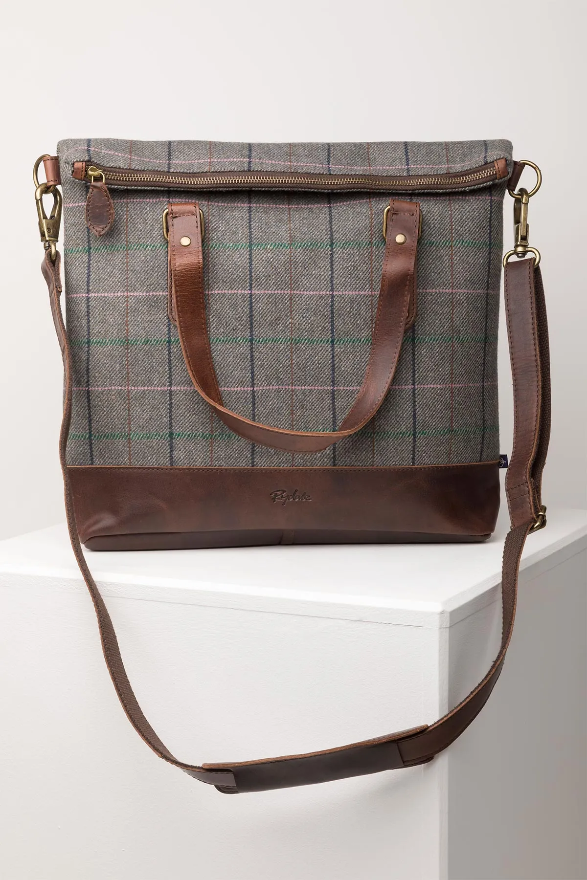 Ladies Cross-Body Tweed Tote Bag - Polly