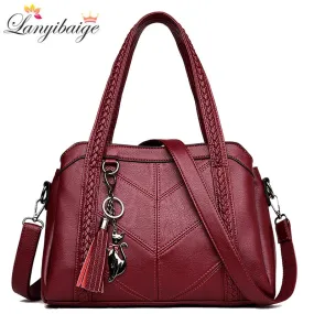 LANYIBAIGE Luxury Braided Strap Triangle Design Crossbody Tote Bag Handbag