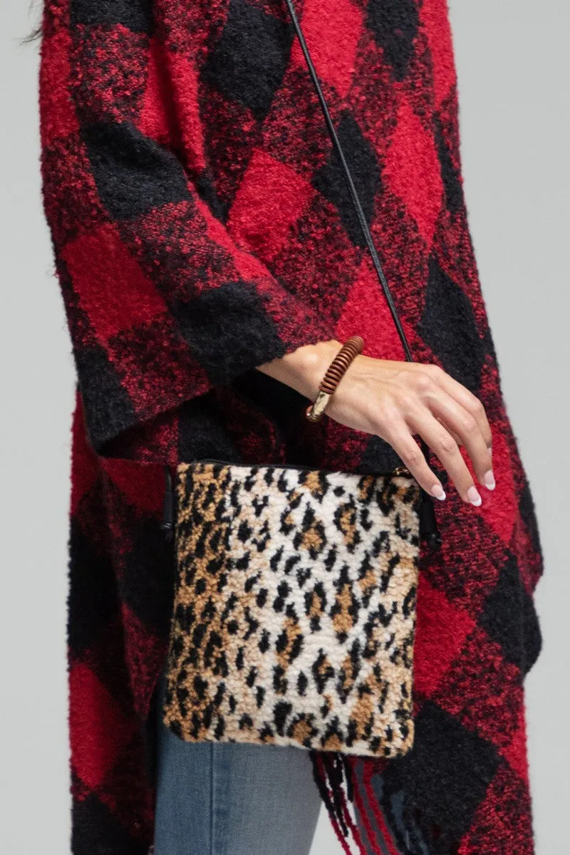 Leopard Print Sherpa Crossbody