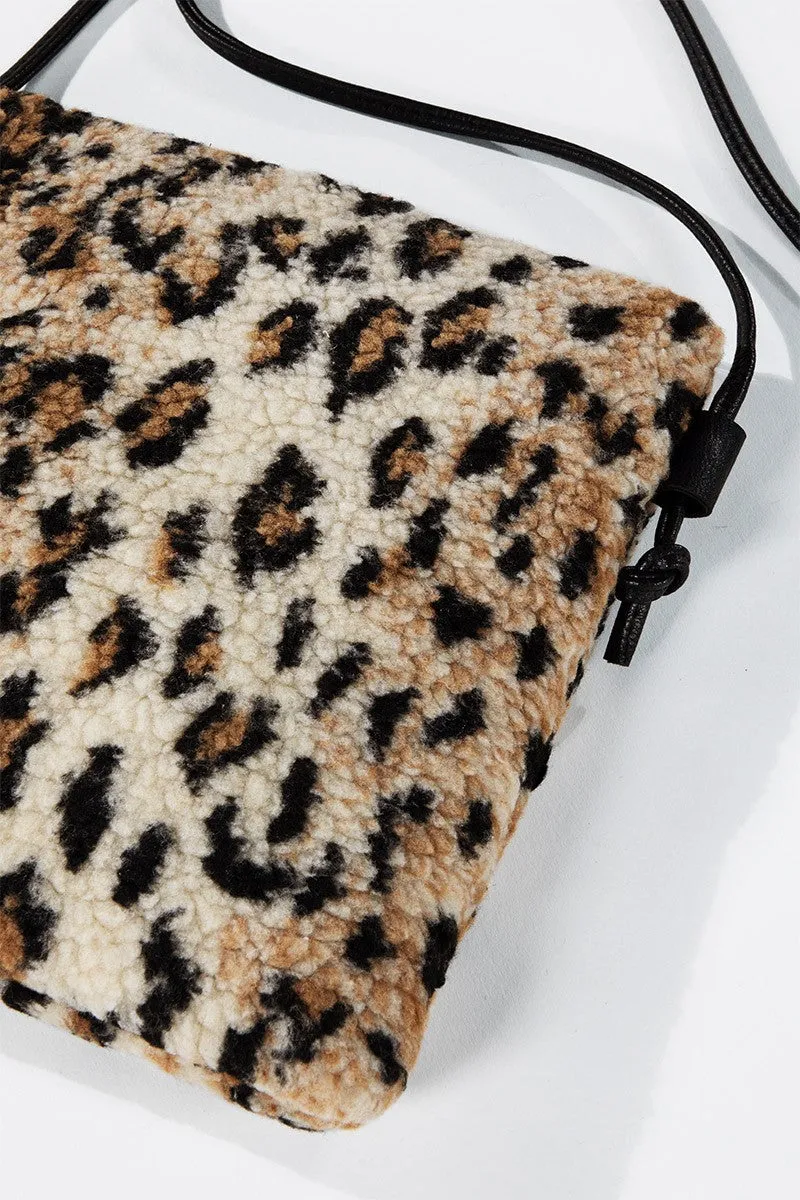 Leopard Print Sherpa Crossbody