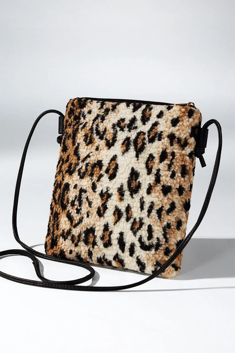 Leopard Print Sherpa Crossbody