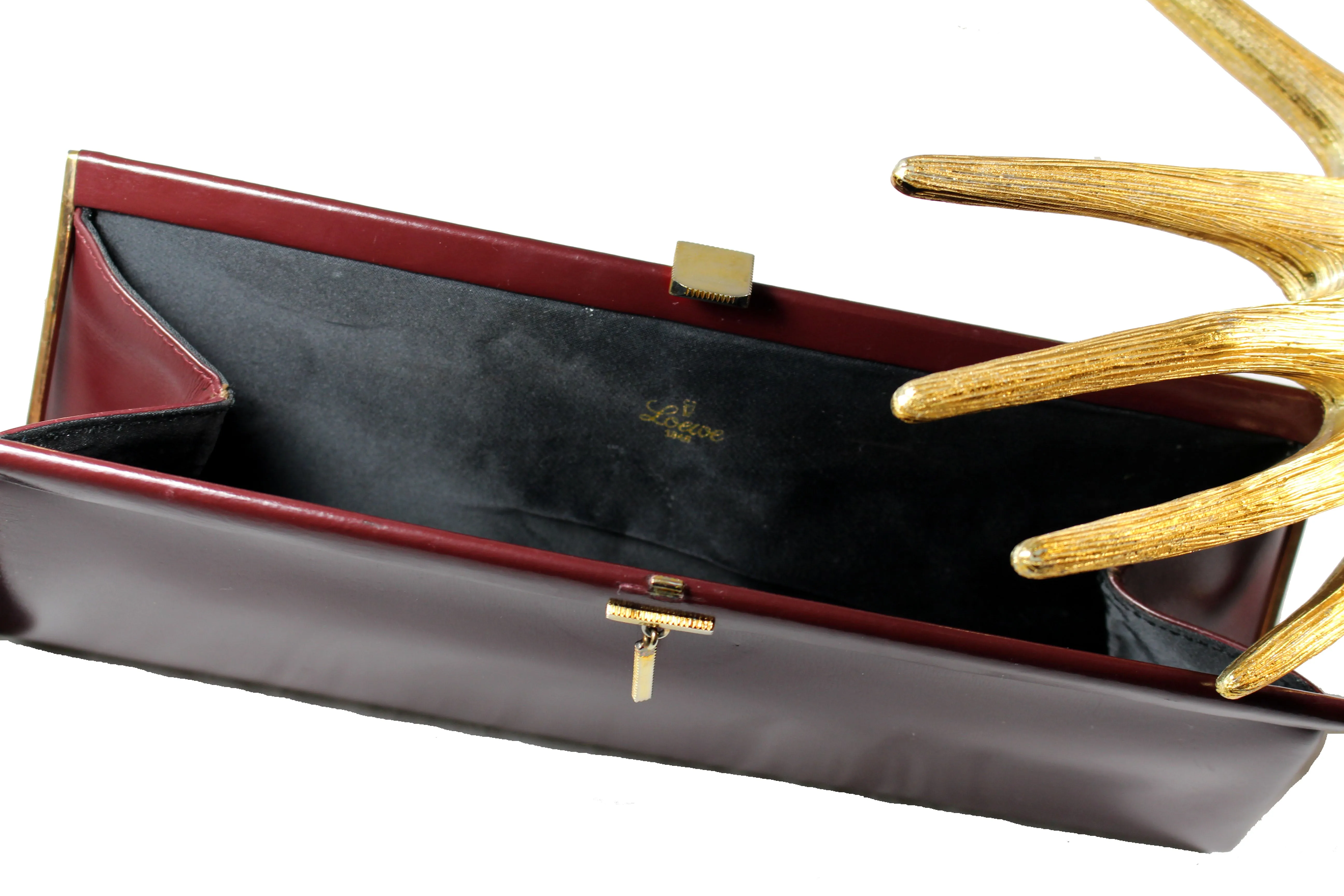 LOEWE burgundy leather clutch