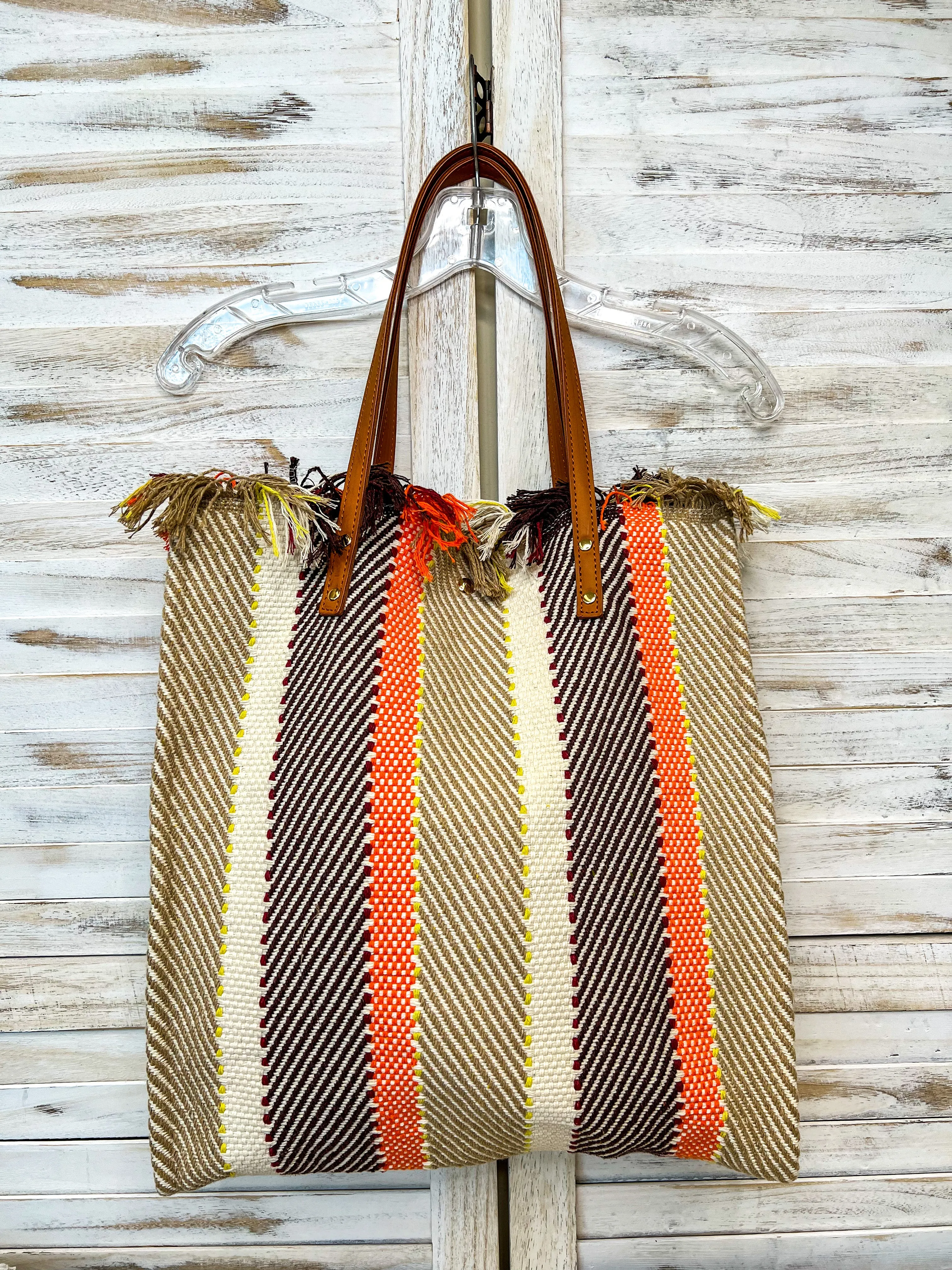 #M2091STRP(NRS) Madison Handwoven Striped Tote