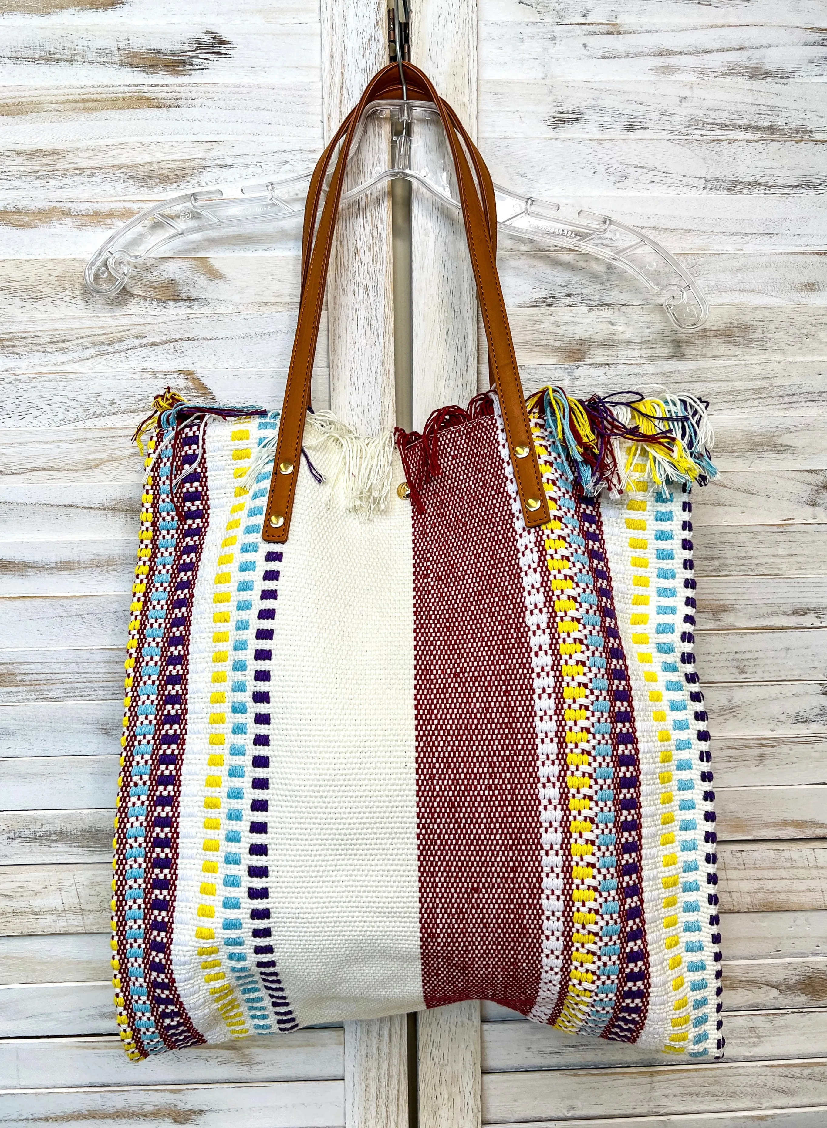 #M2091STRP(NRS) Madison Handwoven Striped Tote