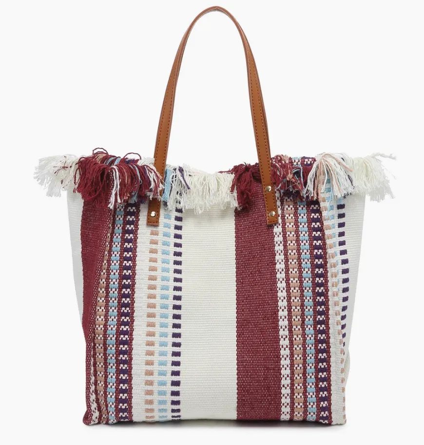 #M2091STRP(NRS) Madison Handwoven Striped Tote