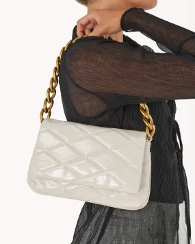 MAGNOLIA SHOULDER BAG - CHALK PATENT QUILTED