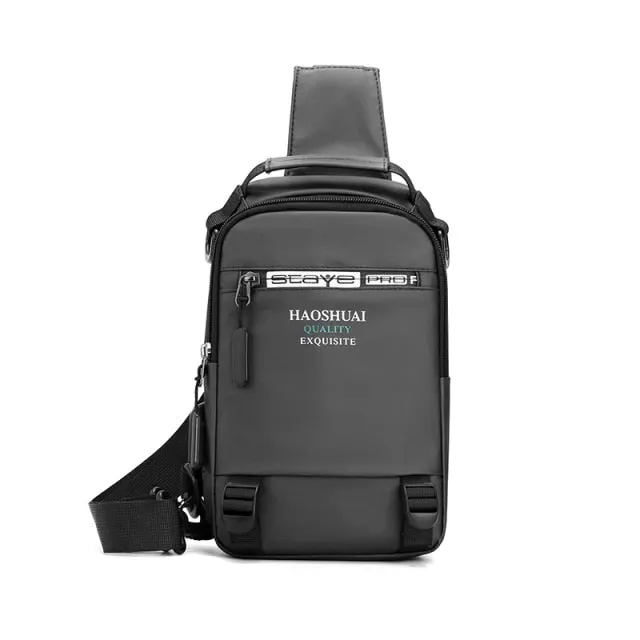 MANET Mens USB Charging Chest Bag Large Capacity Outdoor Shoulder Crossbody Bags Waterproof Backpack Male Sports Shoulder Bag