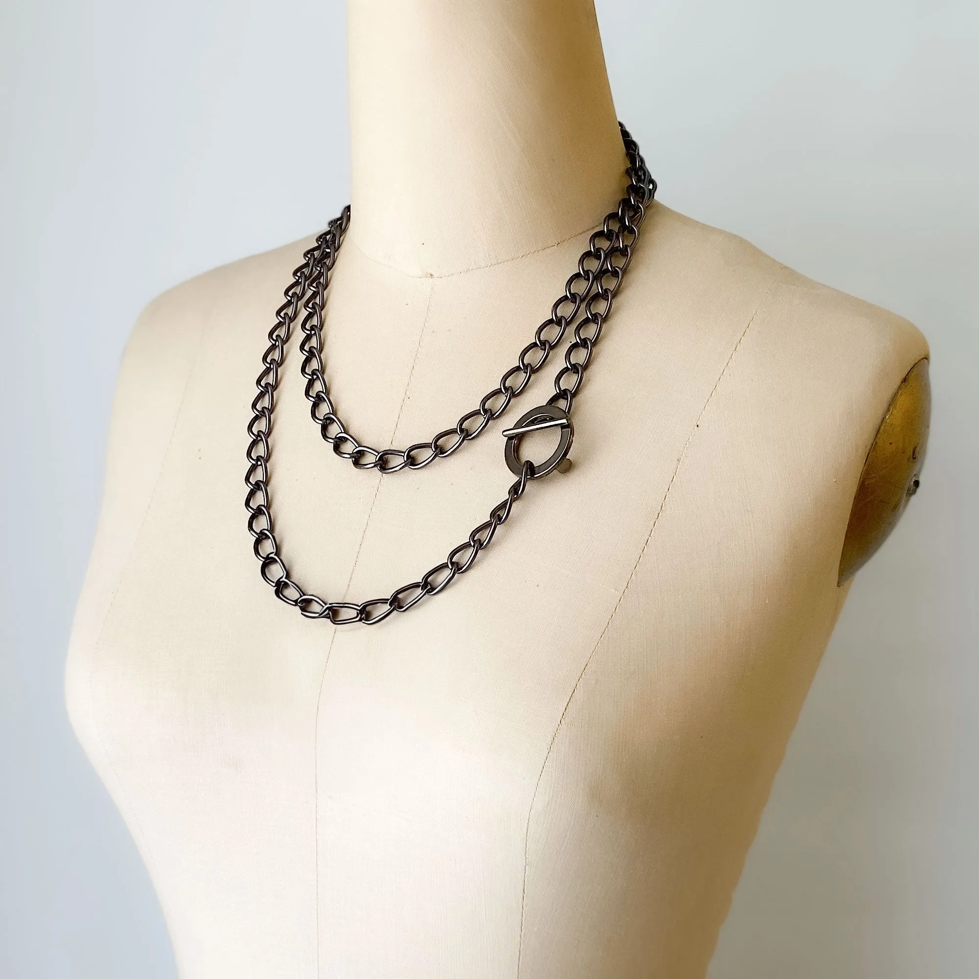 MARIBETH gun metal chain belt