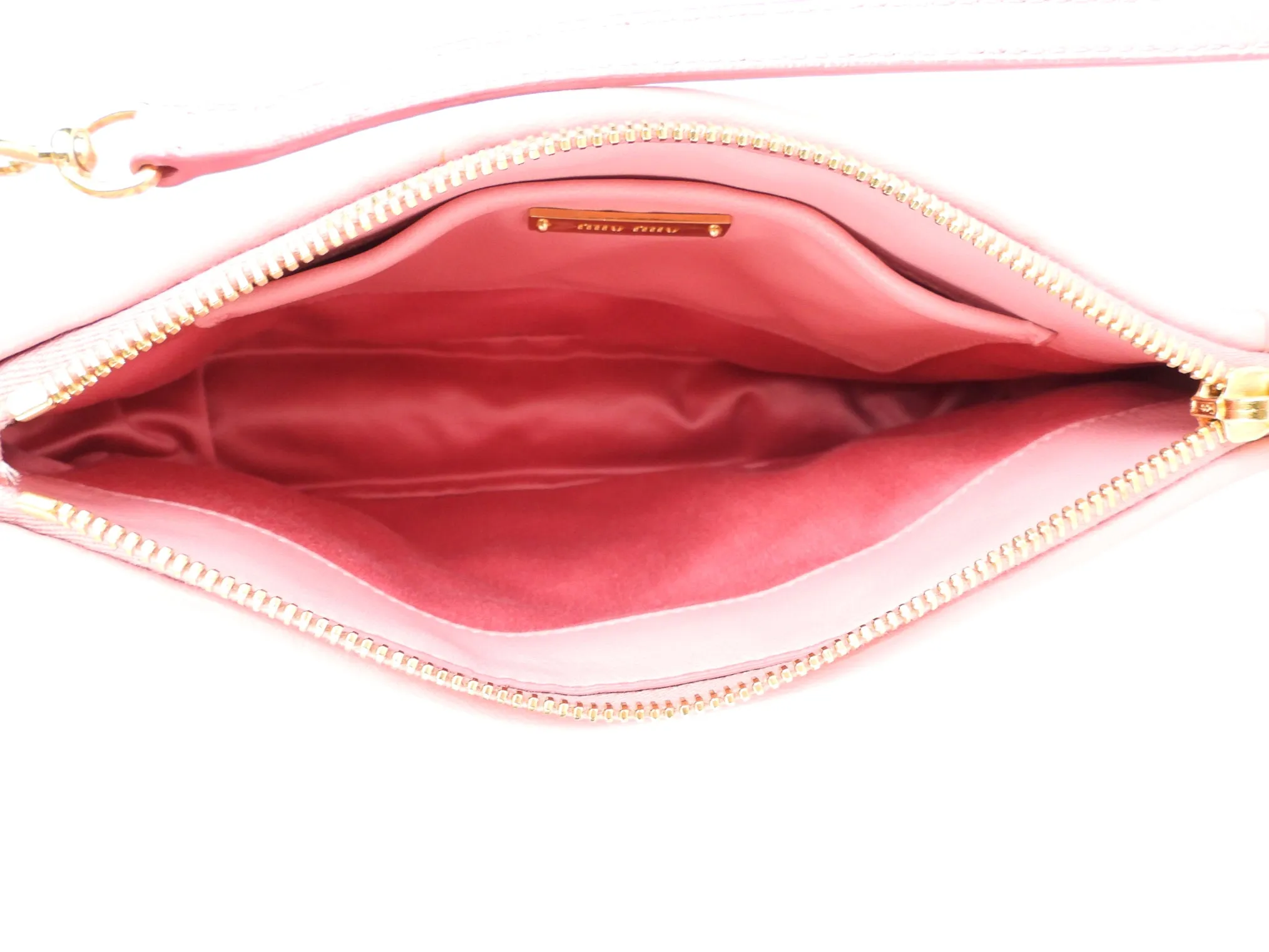 Miu Miu Pink Matelasse Leather Zip Pouch with Strap