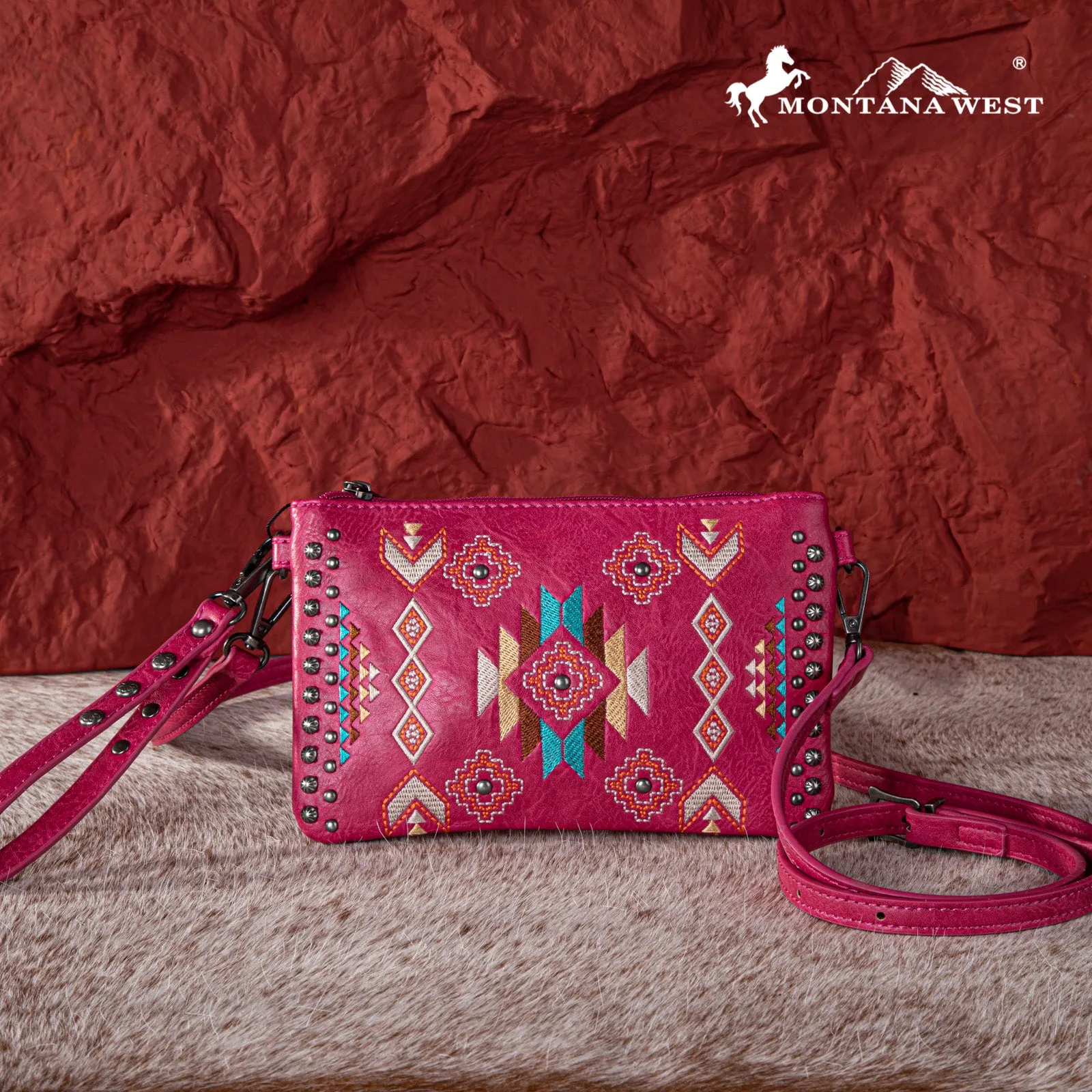 MW1245-181 Montana West Embroidered Collection Clutch/Crossbody