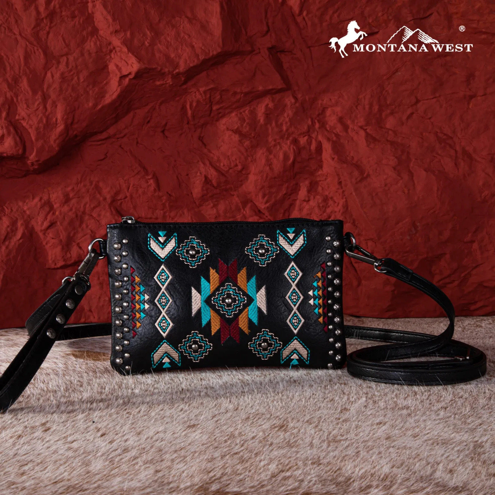 MW1245-181 Montana West Embroidered Collection Clutch/Crossbody