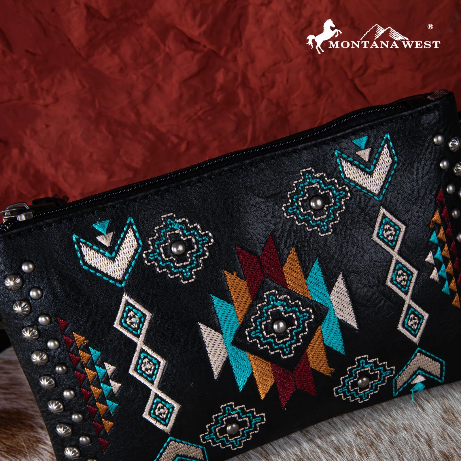 MW1245-181 Montana West Embroidered Collection Clutch/Crossbody