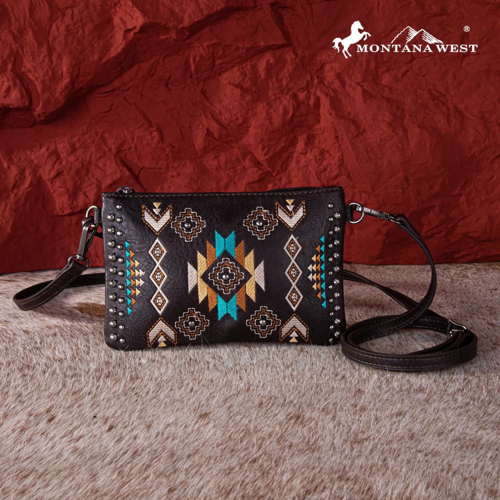 MW1245-181 Montana West Embroidered Collection Clutch/Crossbody