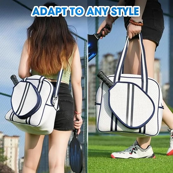 Navy and White Neoprene Crossbody Sling Pickleball Bag Tote