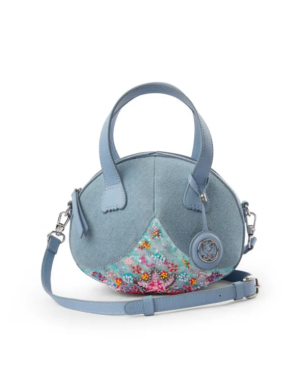 Oyster Crossbody In Denim And Leather : With Embellished Sequins - Limited Edition