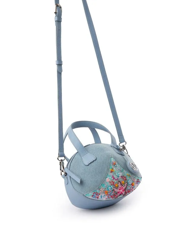 Oyster Crossbody In Denim And Leather : With Embellished Sequins - Limited Edition