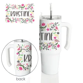 Personalized 30 oz FLORAL FRAME GrippyTumbler