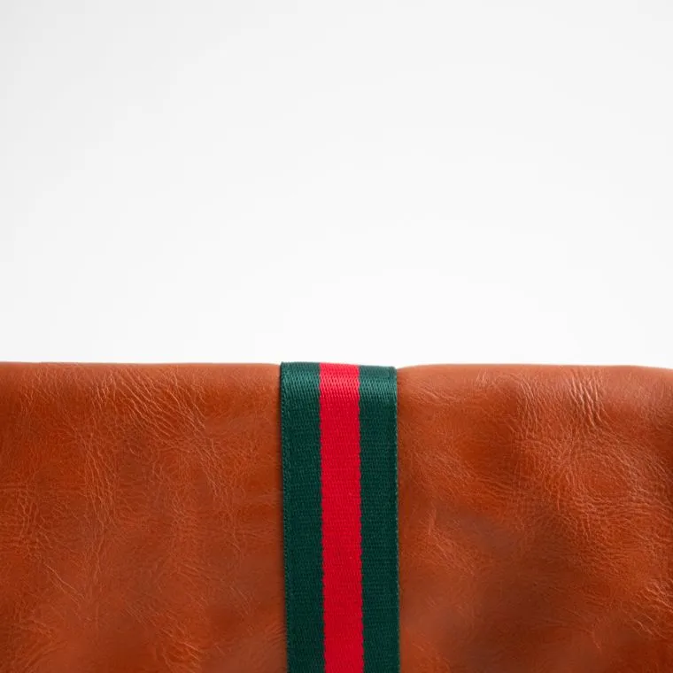 Preppy Stripe Foldover Clutch - Red/Green Stripe